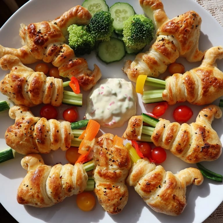 Kid-friendly Dinosaur Bone Prehistoric Crudités, a delicious, interactive snack with fresh vegetable sticks ready to dip.