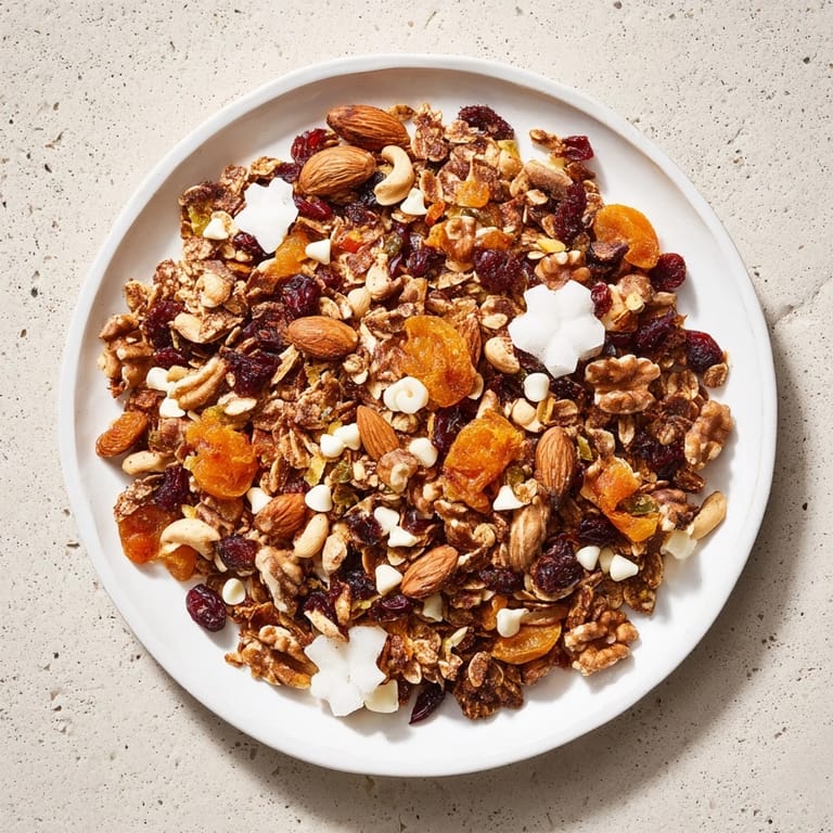 This close-up of Mélange Hivernal Flocon de Neige showcases the festive dried fruit blend, ready to serve.