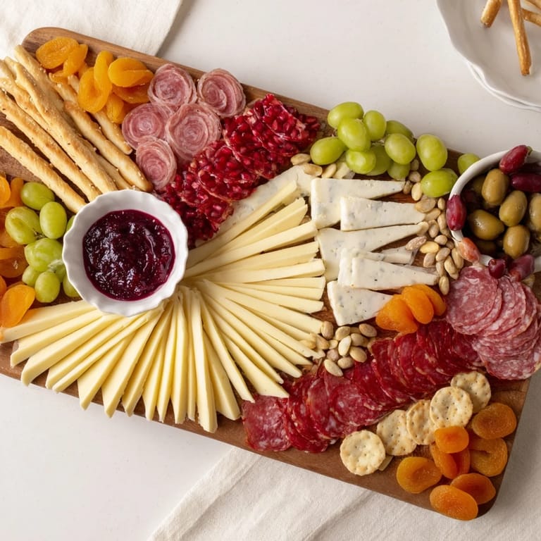 Vibrant photo reveals The Arrowhead Directional Board, a charcuterie display pointing toward fig jam.