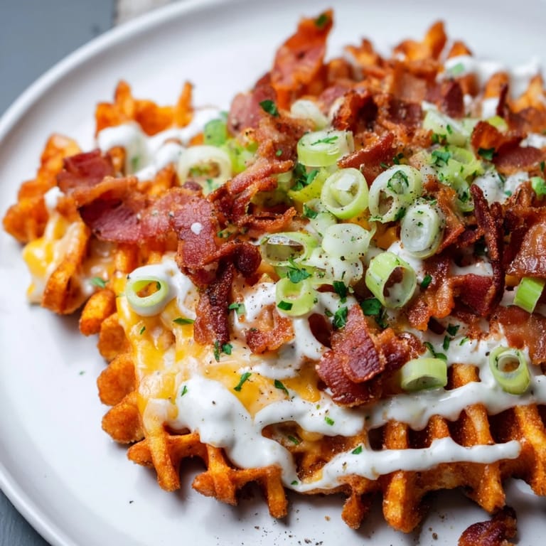 A platter brimming with crispy Loaded Sweet Potato Fries, melted cheddar, and a drizzle of cool ranch dressing.