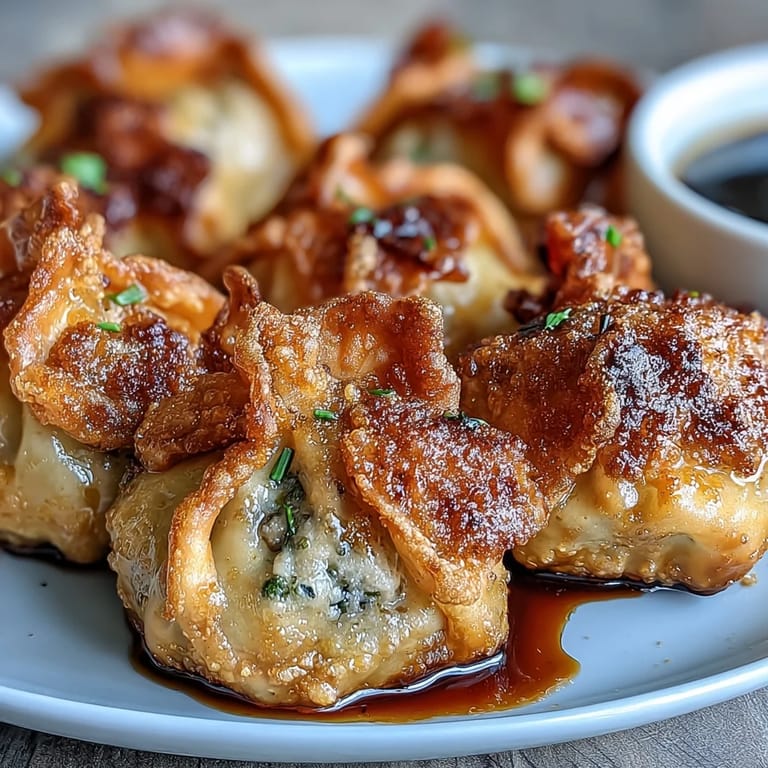 Homemade Smash Dumplings with juicy pork, scallions, and ginger, plated fresh and ready to dip.
