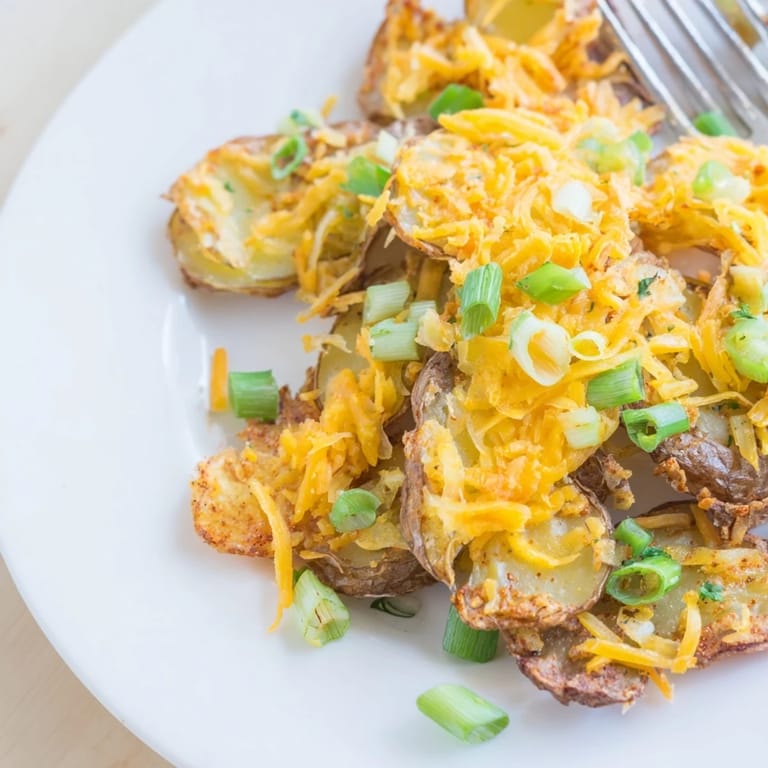 Savory smashed green onion potato bombs, cheesy, crunchy, and utterly delicious.