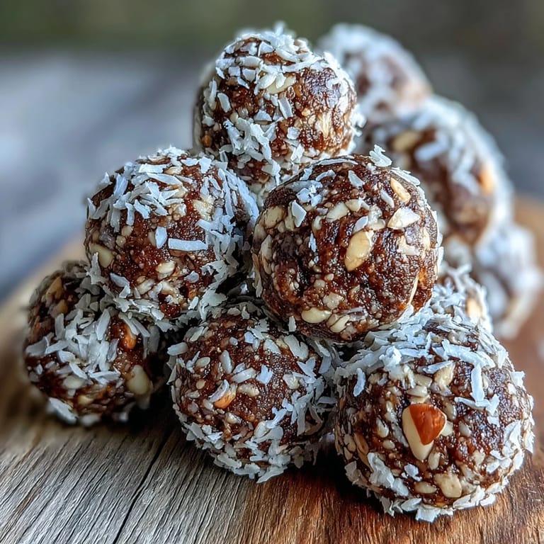 Frosted with coconut, these vegan Hojicha energy balls feature a rich roasted tea flavor and crunchy cacao nibs for texture.