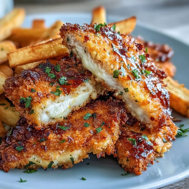 Oven-baked Crispy Baked Chicken Parmesan Fries with Parmesan-herb breading, ready to serve as an appetizer or main.
