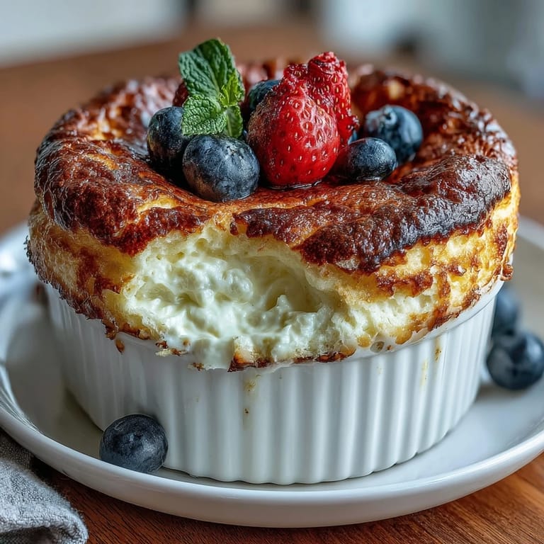 Warm baked Greek Yogurt topped with fresh berries, perfect for a quick high-protein morning meal.  