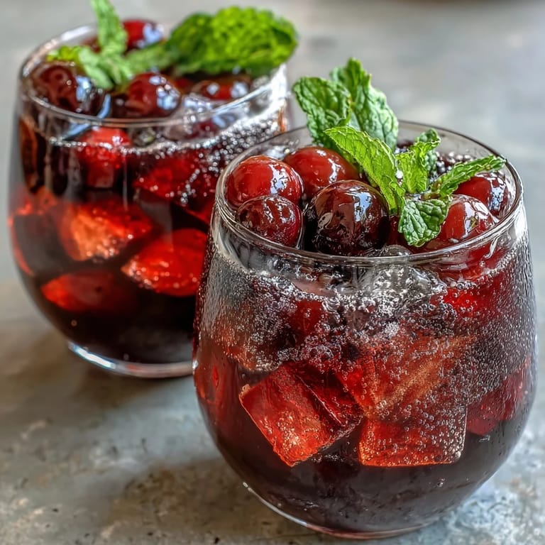 A refreshing non-alcoholic sangria featuring white grape and citrus, garnished with strawberries and mint leaves.