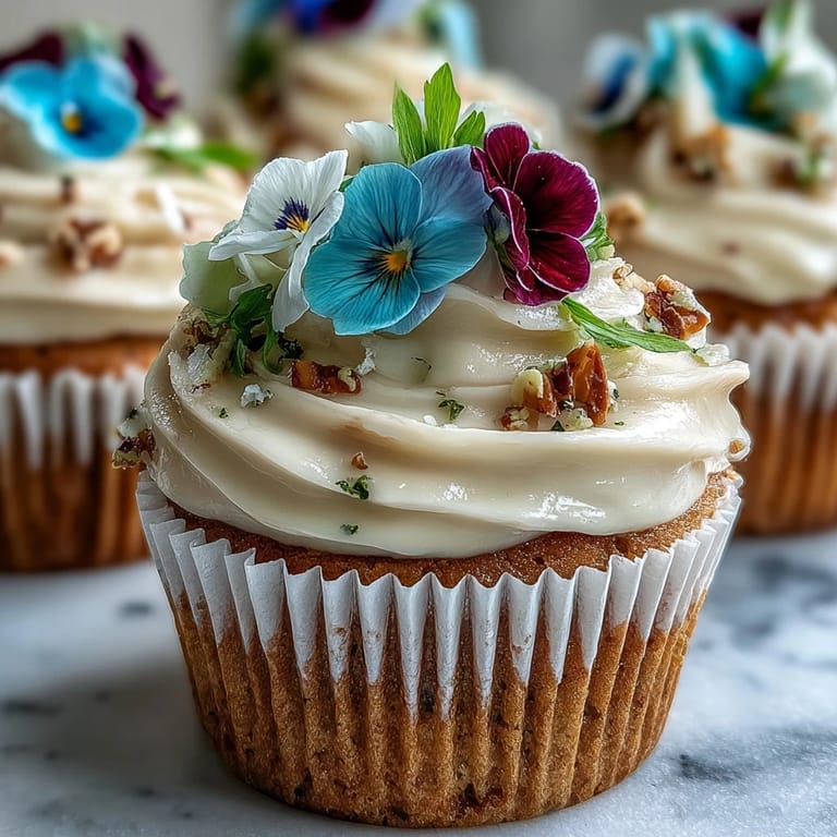 Bright edible blooms decorate creamy frosted cupcakes, making a lovely treat for garden parties or afternoon tea.