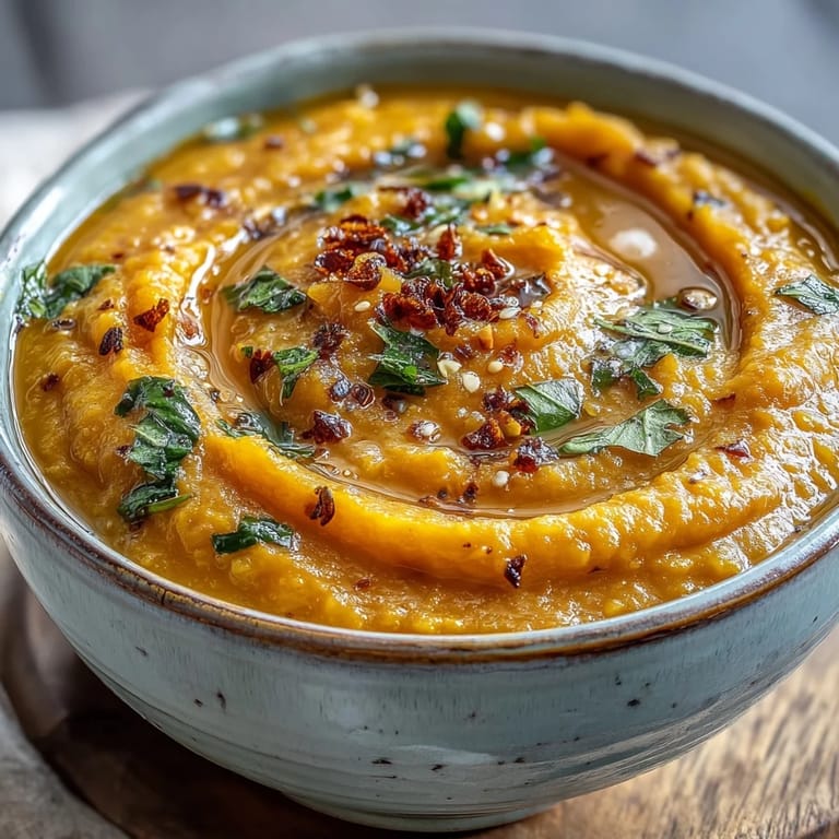 This hearty, immune-boosting red lentil soup features bright lemon, earthy turmeric, and warming spices for a comforting vegan meal.