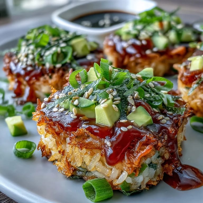 Delicious Crispy Rice Salad with Spicy Tuna, a colorful appetizer or light lunch.