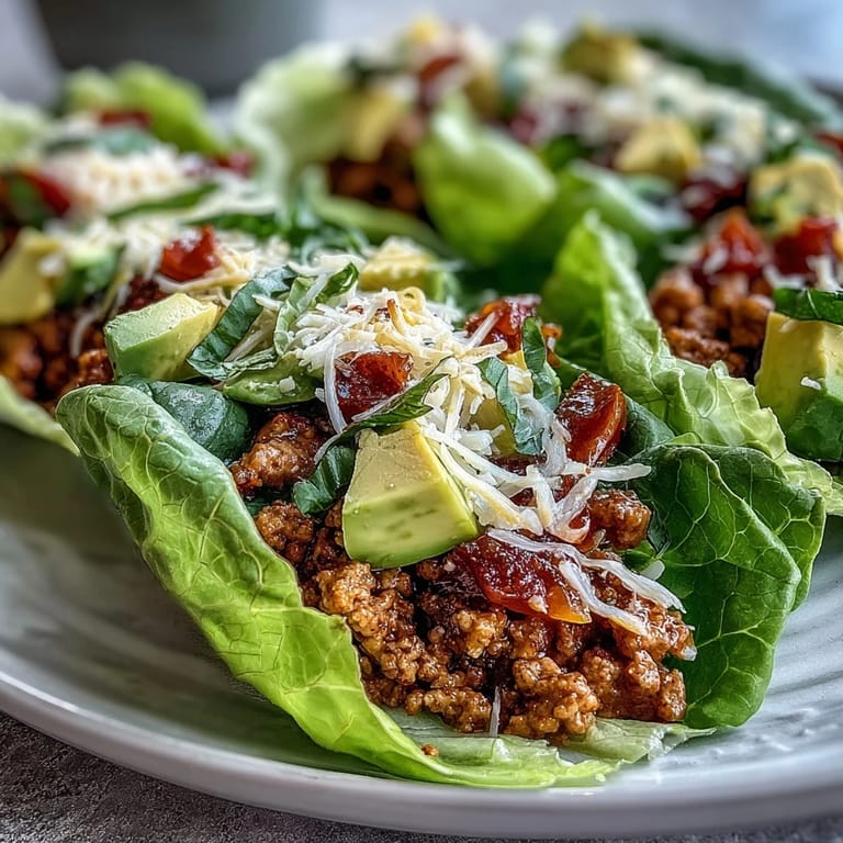 Low carb Turkey Taco Lettuce Wraps bursting with savory spices.