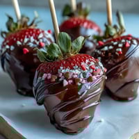 A romantic edible bouquet of chocolate-dipped strawberries arranged beautifully for Valentine's Day gifting.  