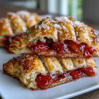 Fresh strawberry hand pies with golden lattice crusts, perfect for summer picnics and outdoor gatherings.
