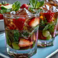 A vibrant Spring Sangria Mocktail with white grape juice, citrus slices, and fresh mint in a glass pitcher.