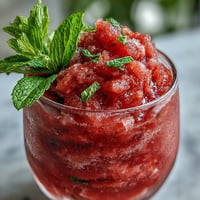 Vibrant Watermelon Mint Frosé mocktail, blended frozen for a refreshing summer party drink.